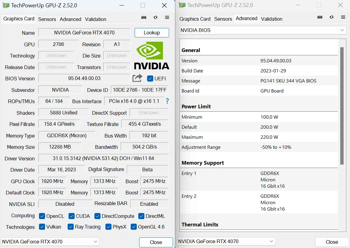 RTX 4070 Founders Edition TPU
