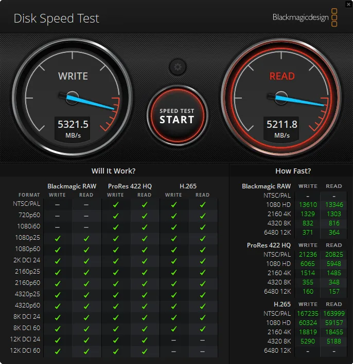 BlackMagic Disk Speed Test A440 Lite 1TB