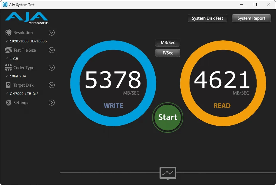 GM7000 Aja Video Test 1TB 96 TLC
