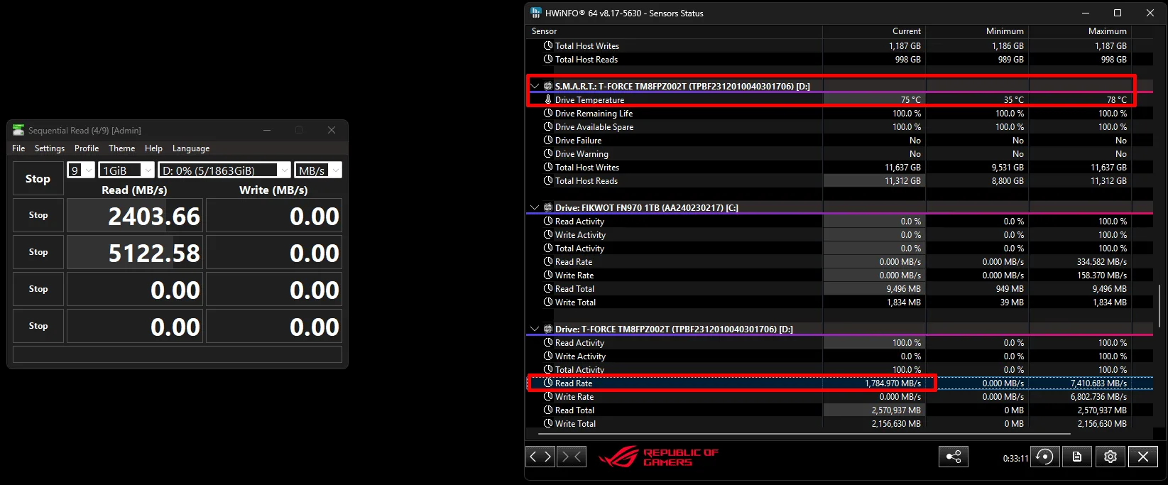 A440 2TB 112L Temperatures