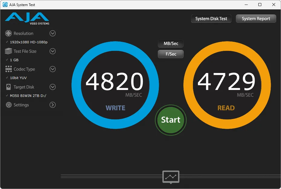 M350 AJA Video Test