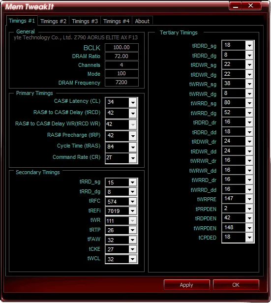 Xtreem 7200CL34 MemTweakIt