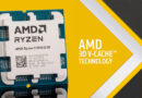 Procesador AMD Ryzen 9 9950X3D sobre fondo amarillo, destacando su diseño y la tecnología 3D V-Cache.