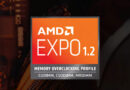 Logotipo de AMD EXPO 1.2 en fondo naranja, destacando las opciones de overclocking de memoria CuDIMM, CSODIMM y MRDIMM.