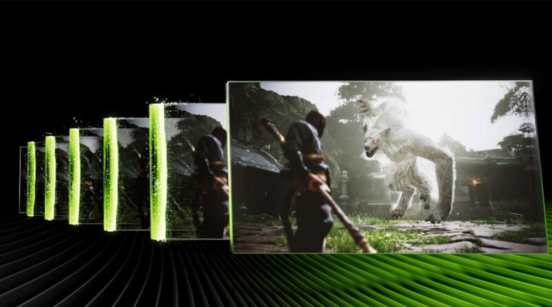 Serie de imágenes de un personaje luchando con un unicornio, destacando un fondo verde y negro que representa tecnología gráfica avanzada.