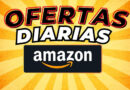 Fondo amarillo con rayas radiales, texto grande "OFERTAS DIARIAS" en rojo y negro, y el logo de Amazon en el centro.