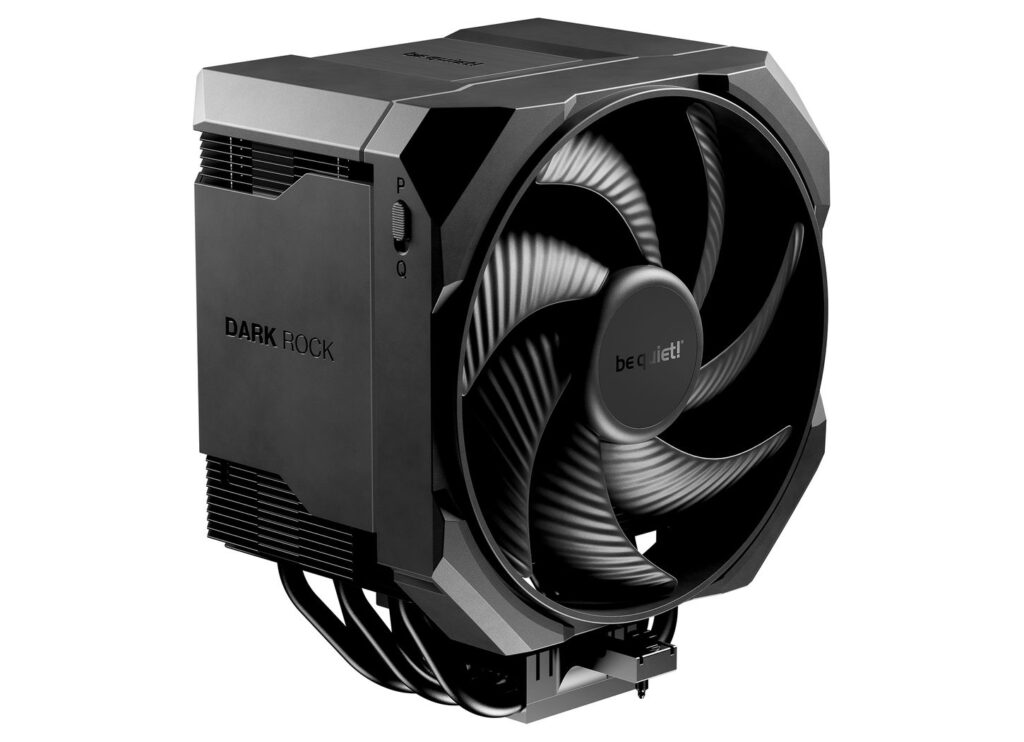 Disipador de calor Dark Rock con ventilador en color negro, diseño robusto y elegante, ideal para sistemas de refrigeración de alto rendimiento.