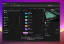 Interfaz de File Explorer en Windows, con un fondo oscuro, acceso rápido a carpetas y una vista de archivo resaltada en verde.