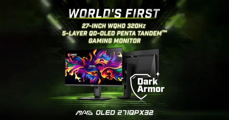 MSI presenta monitor QD-OLED de 320 Hz con panel Penta Tandem MAG OLED 271QPX32