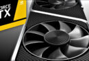 Tarjeta gráfica GeForce RTX 3060 con diseño negro y ventiladores prominentes, acompañada de una caja de marca NVIDIA en amarillo y negro.