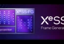 Gráficos en tonos púrpuras mostrando dos paneles: uno con “Reproyección” y otro con “Frame Generation” bajo el logo de XeSS.