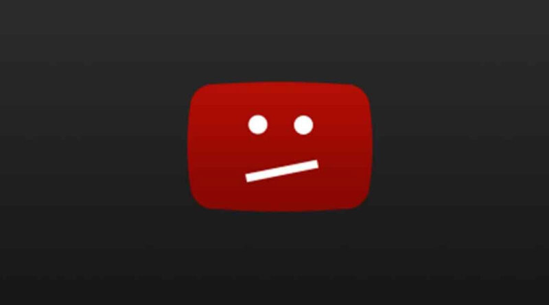 Icono de YouTube con fondo negro, presenta el logotipo rojo y una expresión facial de descontento con dos puntos y una línea.