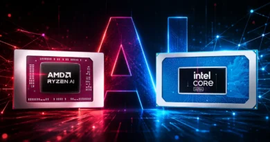 AMD Ryzen AI e Intel Core Ultra compiten en el mercado de procesamiento y tecnología de inteligencia artificial.