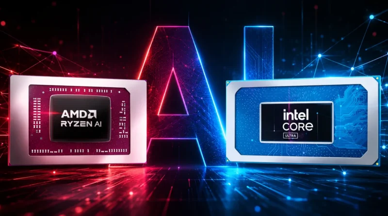 AMD Ryzen AI e Intel Core Ultra compiten en el mercado de procesamiento y tecnología de inteligencia artificial.