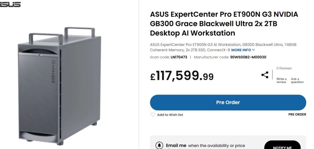 ASUS ExpertCenter Pro ET900N G3, estación de trabajo con GPU NVIDIA y almacenamiento de 2TB, disponible para preorden.