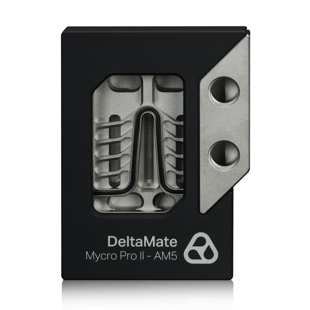 DeltaMate Mycro Pro II - AM5, un sistema de refrigeración eficiente para CPUs, destacando su diseño y funcionalidad.