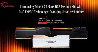 Trident Z5 NeoX RGB de G.Skill con tecnología AMD EXPO, destacando baja latencia en módulos de memoria.