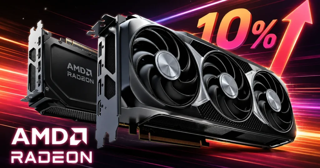 GPU AMD Radeon con un aumento del 10% en precios, destacando su rendimiento en hardware y gráficos para juegos.