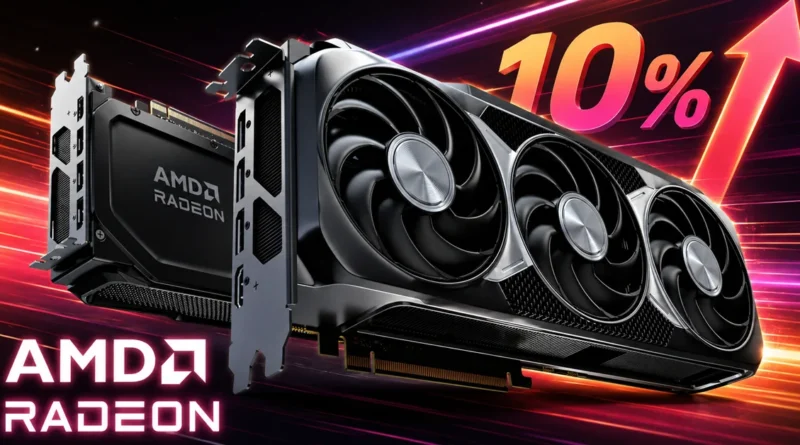 GPU AMD Radeon con un aumento del 10% en precios, destacando su rendimiento en hardware y gráficos para juegos.