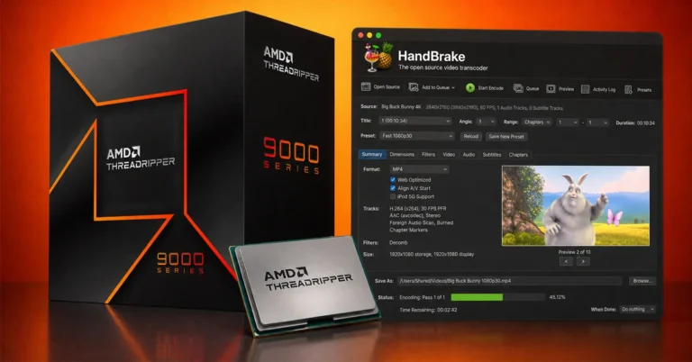 AMD corrige limitaciones de escalado en HandBrake para la familia Ryzen Threadripper
