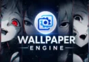 Wallpaper Engine, plataforma de personalización de fondos de pantalla, con arte de personajes llamativos.