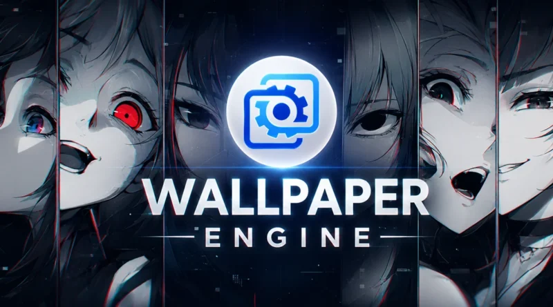 Wallpaper Engine, plataforma de personalización de fondos de pantalla, con arte de personajes llamativos.