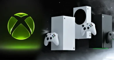 Consolas Xbox Series X y Series S en colores negro y blanco, con controladores, destacando el logo de Xbox.