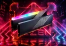 Memoria RAM de alto rendimiento con iluminación RGB, destacando el logotipo de Ryzen en un fondo tecnológico.