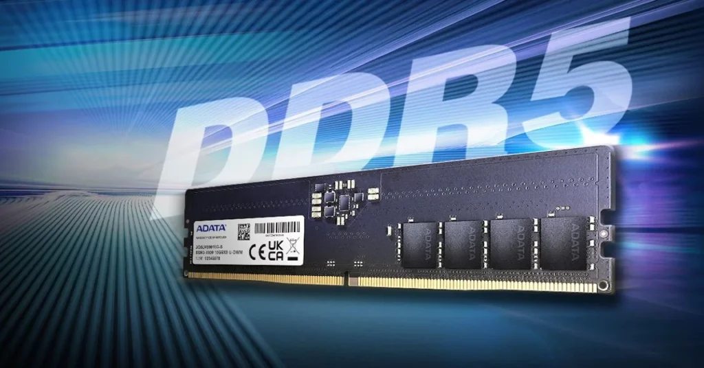 Módulo de memoria RAM DDR5 de ADATA, destacando su importancia en el aumento de precios del hardware.