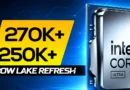 Procesador Intel Core Ultra con texto "Arrow Lake Refresh" y cifras 270K+ y 250K+ destacadas.