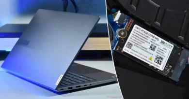 Lenovo ThinkBook 14 G9 IPL, destacando la unidad YMTC SSD de 512 GB en su interior.