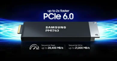 SSD Samsung PM1763 PCIe 6.0, con lecturas secuenciales de hasta 28,400 MB/s y escrituras de hasta 21,000 MB/s.
