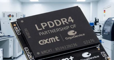 LPDDR4 de GigaDevice destacado en un laboratorio tecnológico, relevante para el análisis de precios de memoria DDR4.
