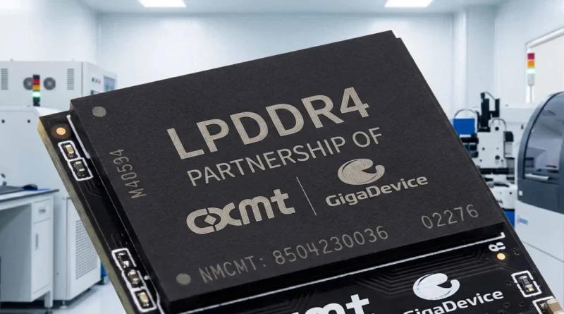 LPDDR4 de GigaDevice destacado en un laboratorio tecnológico, relevante para el análisis de precios de memoria DDR4.