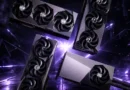 Tarjetas gráficas RTX 50 y 30 de MSI destacando su diseño y ventiladores, en un entorno tecnológico oscuro y futurista.