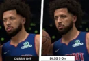 Comparativa de gráficos en videojuego, mostrando DLSS 5 desactivado a la izquierda y activado a la derecha.