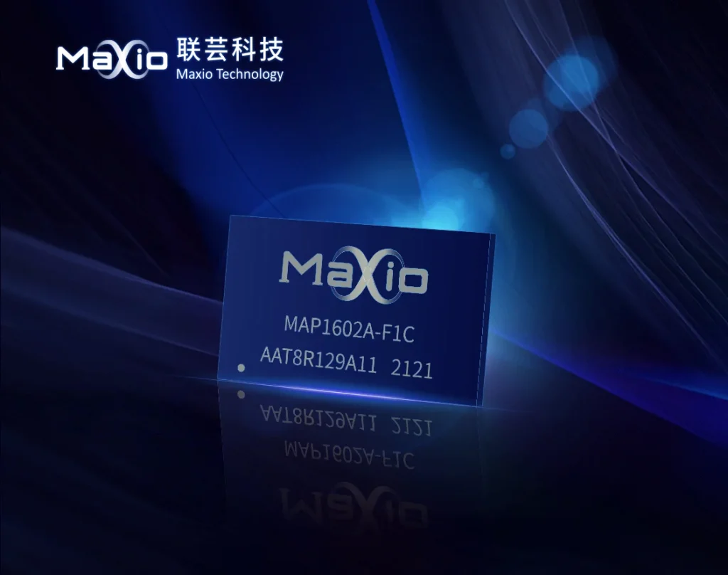 Maxio Technology presenta el chip MAP1602A-F1C, utilizado en hardware de computación.